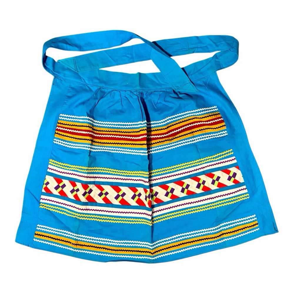 Vintage Seminole Patchwork Half Apron Native American Handmade Blue Multicolor